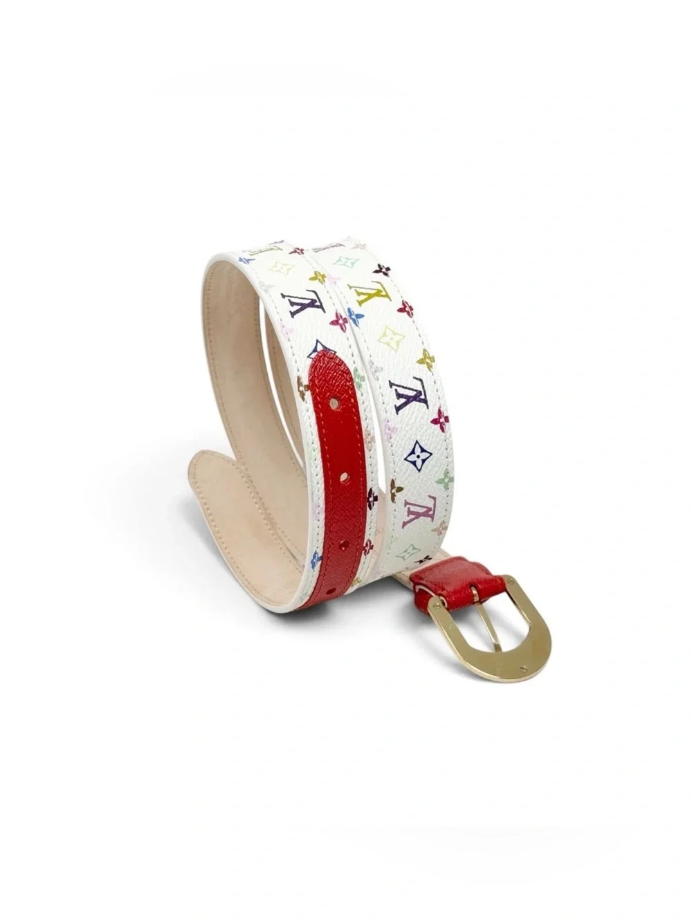 Louis Vuitton Authentic  Monogram Blanc Ceinture Candy Leather Belt 36/90